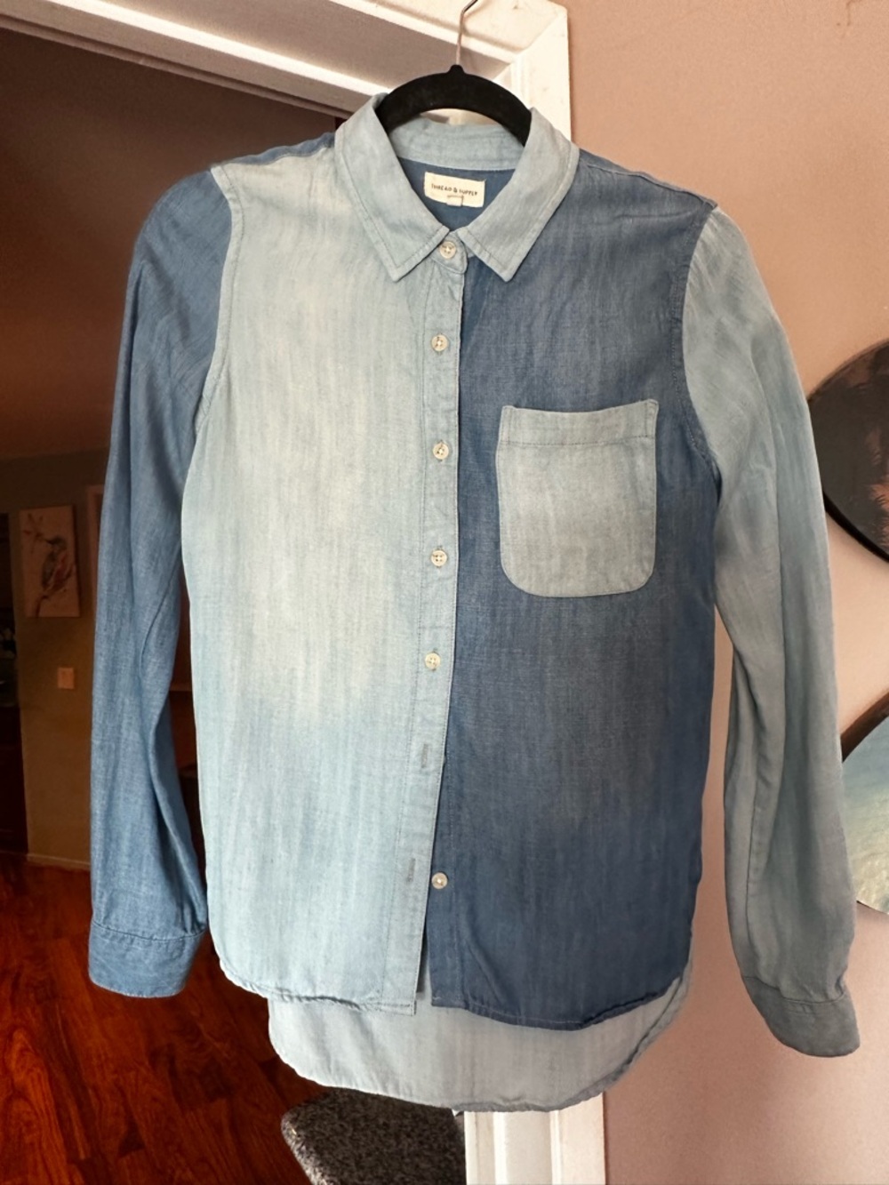 Thread & Supply Two-Tone Denim Button-Up Shirt. Lyocell so Heavenly Soft